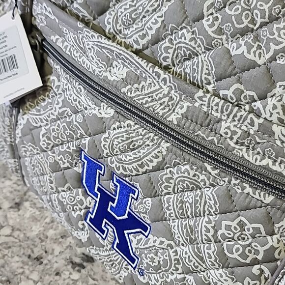 NWT Vera Bradley Cotton Collegiate Large Travel Duffle Bag - Grey/White - Picture 6 of 12